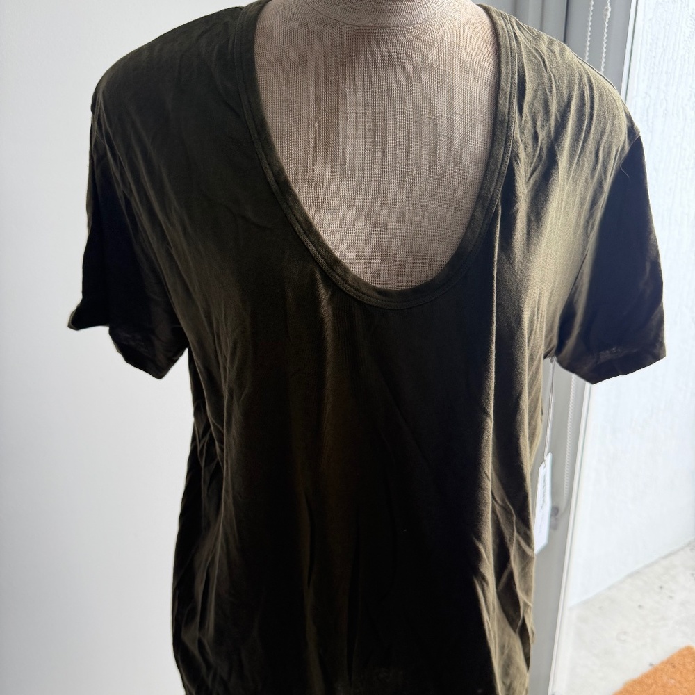 AG Jeans Scoop Neck Top in Olive Green Size XL